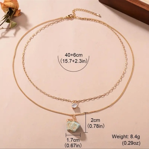 Set of 2 14K Gold Plated Natural stone Boho Chic Necklaces - Picture 4 of 4
